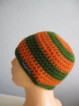 Wintermütze-Kinder-olivgrün-orange