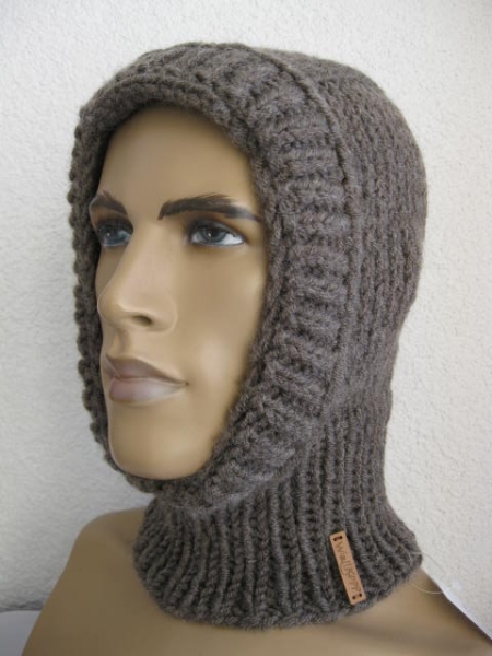 Slip hat scarf hat-Brown mottled